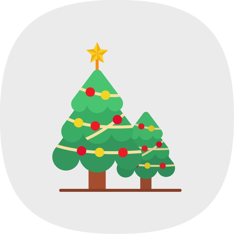 Christmas tree Flat Curve Icon vector