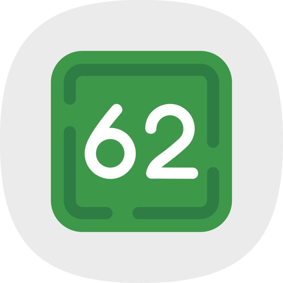 Sixty Two Flat Curve Icon vector