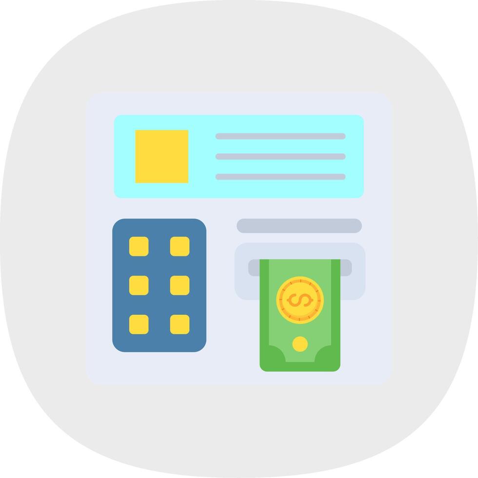 Atm machine Flat Curve Icon vector