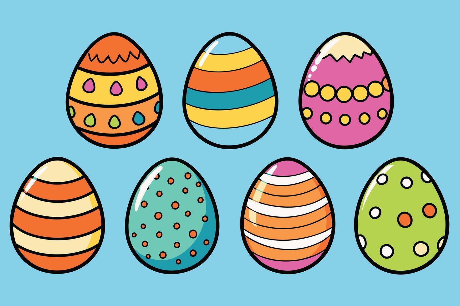 Pascua de Resurrección día huevo mano dibujado recopilación, vector ilustración