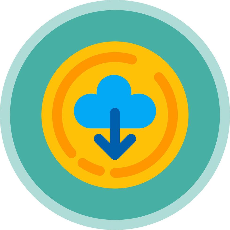 Cloud download Flat Multi Circle Icon vector