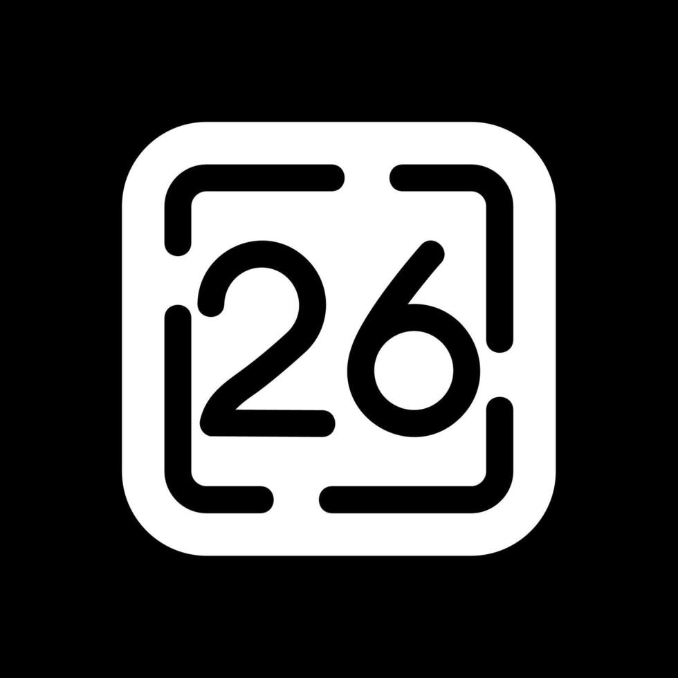 Twenty Six Glyph Inverted Icon vector