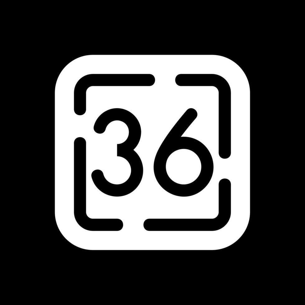 Thirty Six Glyph Inverted Icon vector