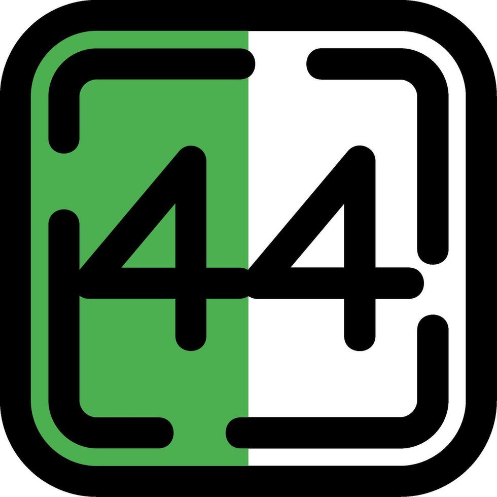 Forty Four Filled Half Cut Icon vector