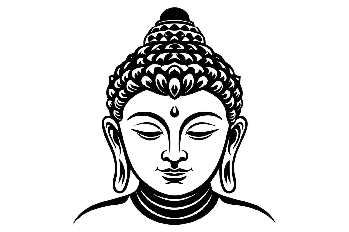 Head of Buddha. Vector illustration isolated on white