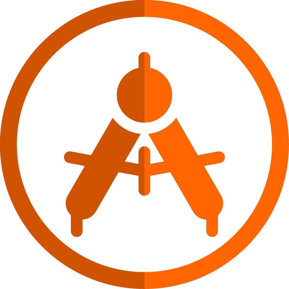 Drawing compass Glyph Orange Circle Icon vector