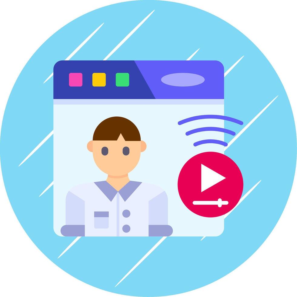 Live streaming Flat Blue Circle Icon vector