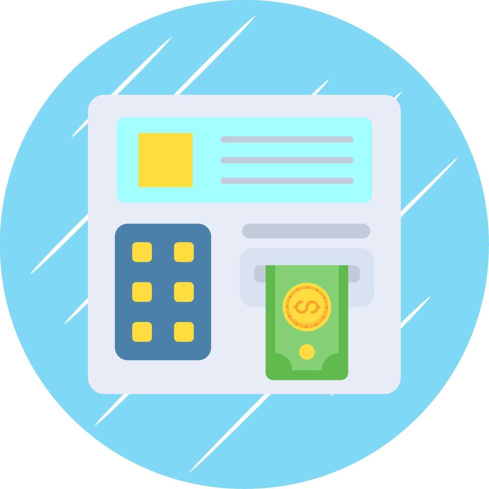 Atm machine Flat Blue Circle Icon vector