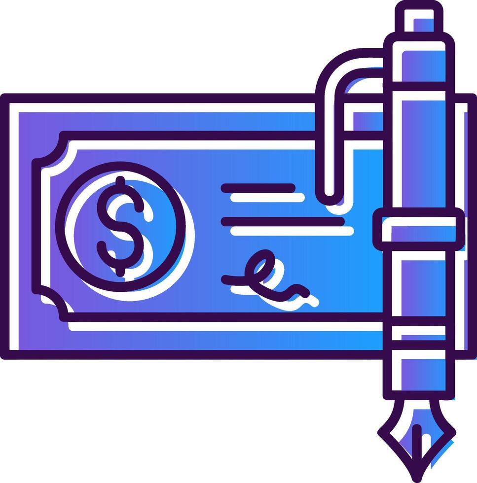 Bank check Gradient Filled Icon vector
