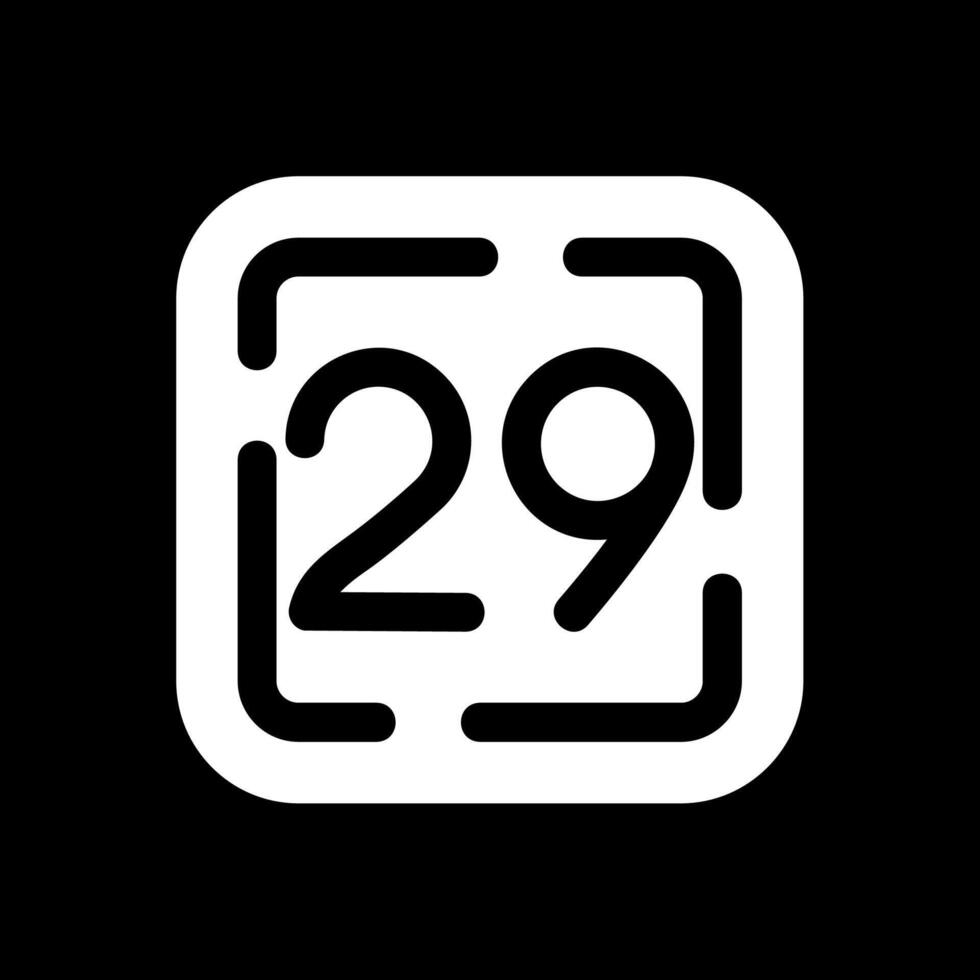 Twenty Nine Glyph Inverted Icon vector