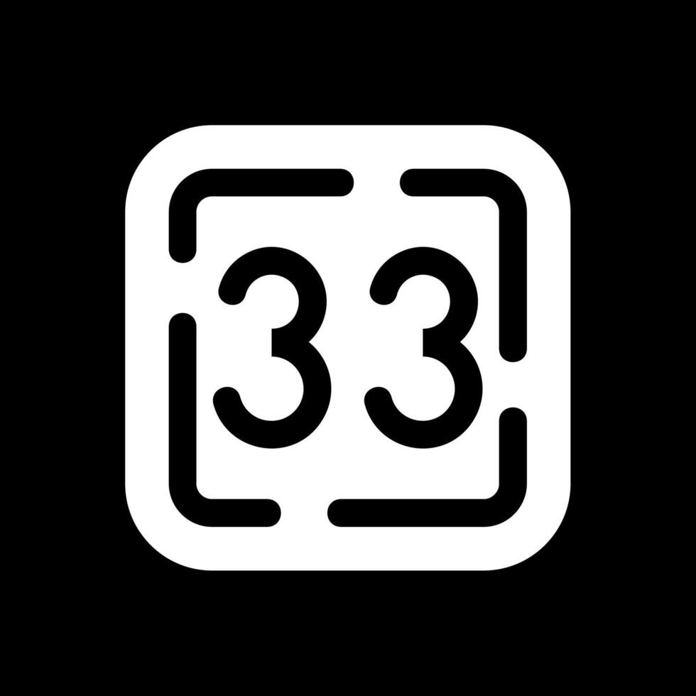 Thirty Three Glyph Inverted Icon vector