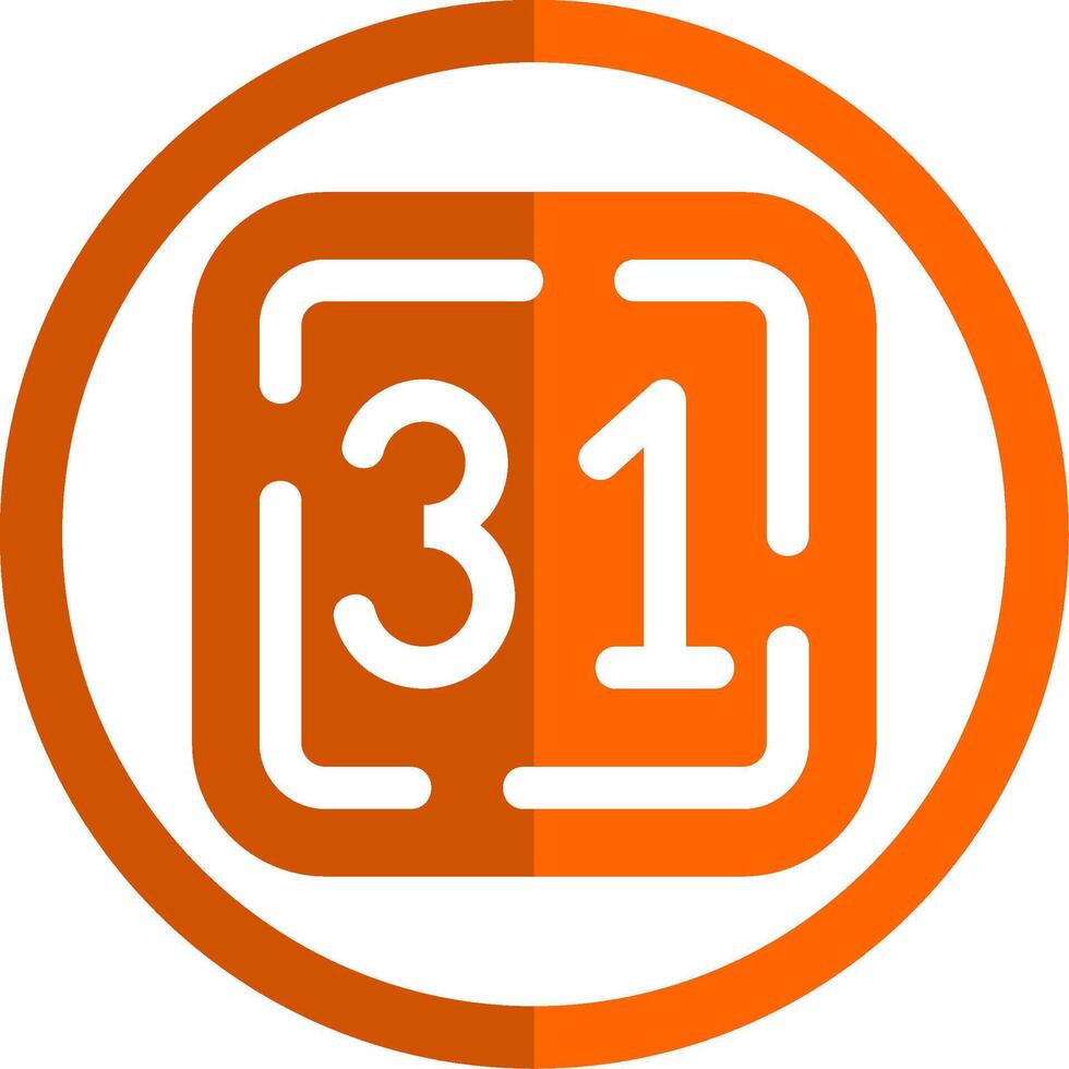 Thirty One Glyph Orange Circle Icon vector