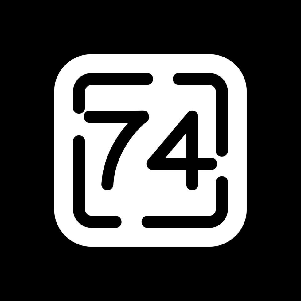 Seventy Four Glyph Inverted Icon vector