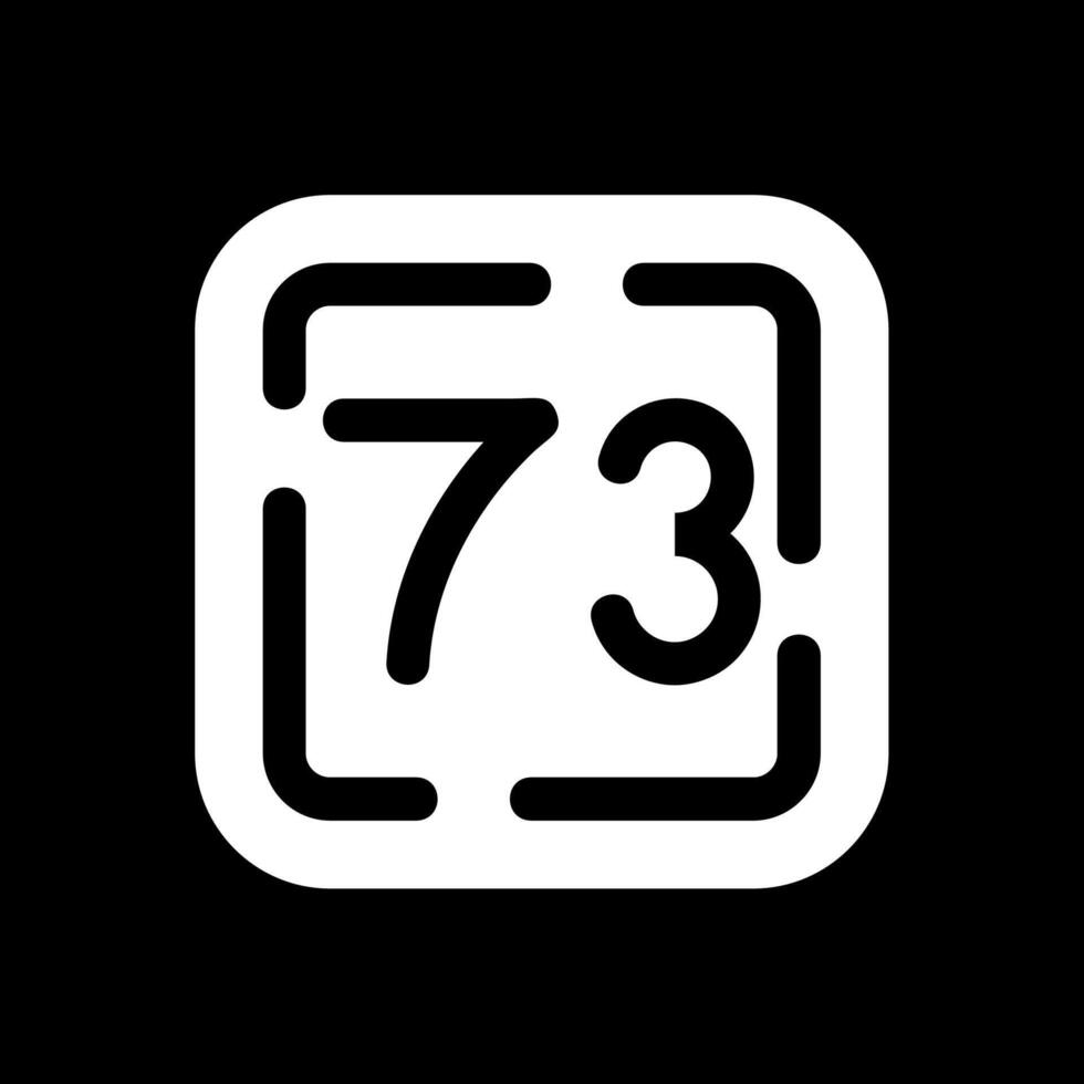 setenta Tres glifo invertido icono vector