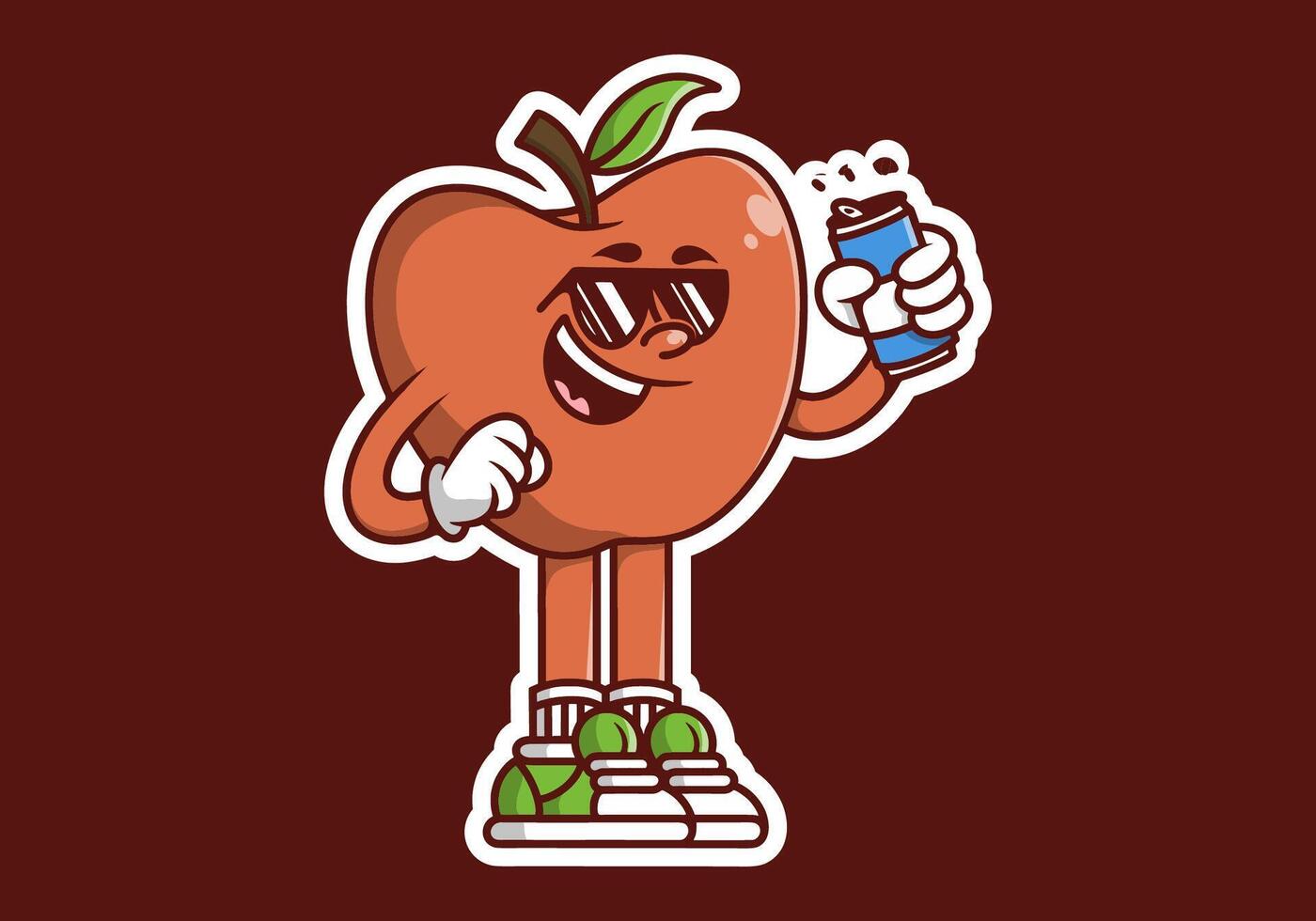 Character illustration of apple holding a beer can vector