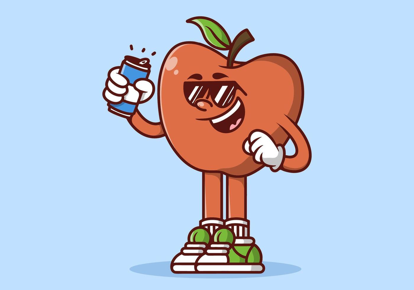 Character illustration of apple holding a beer can vector