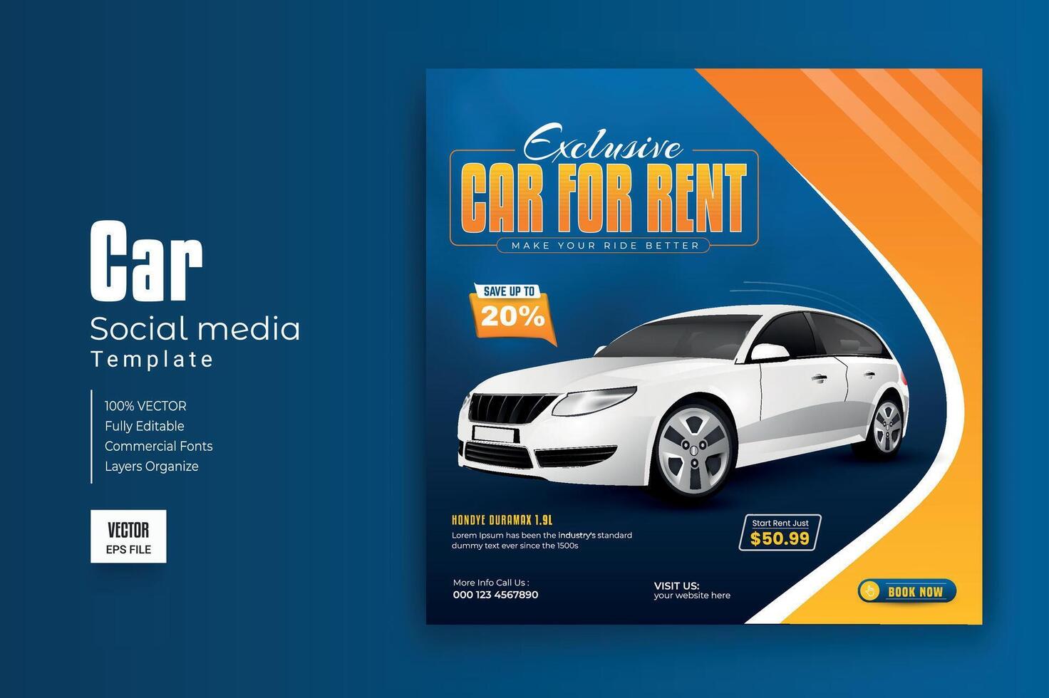 Car rental promotion social media post banner template vector