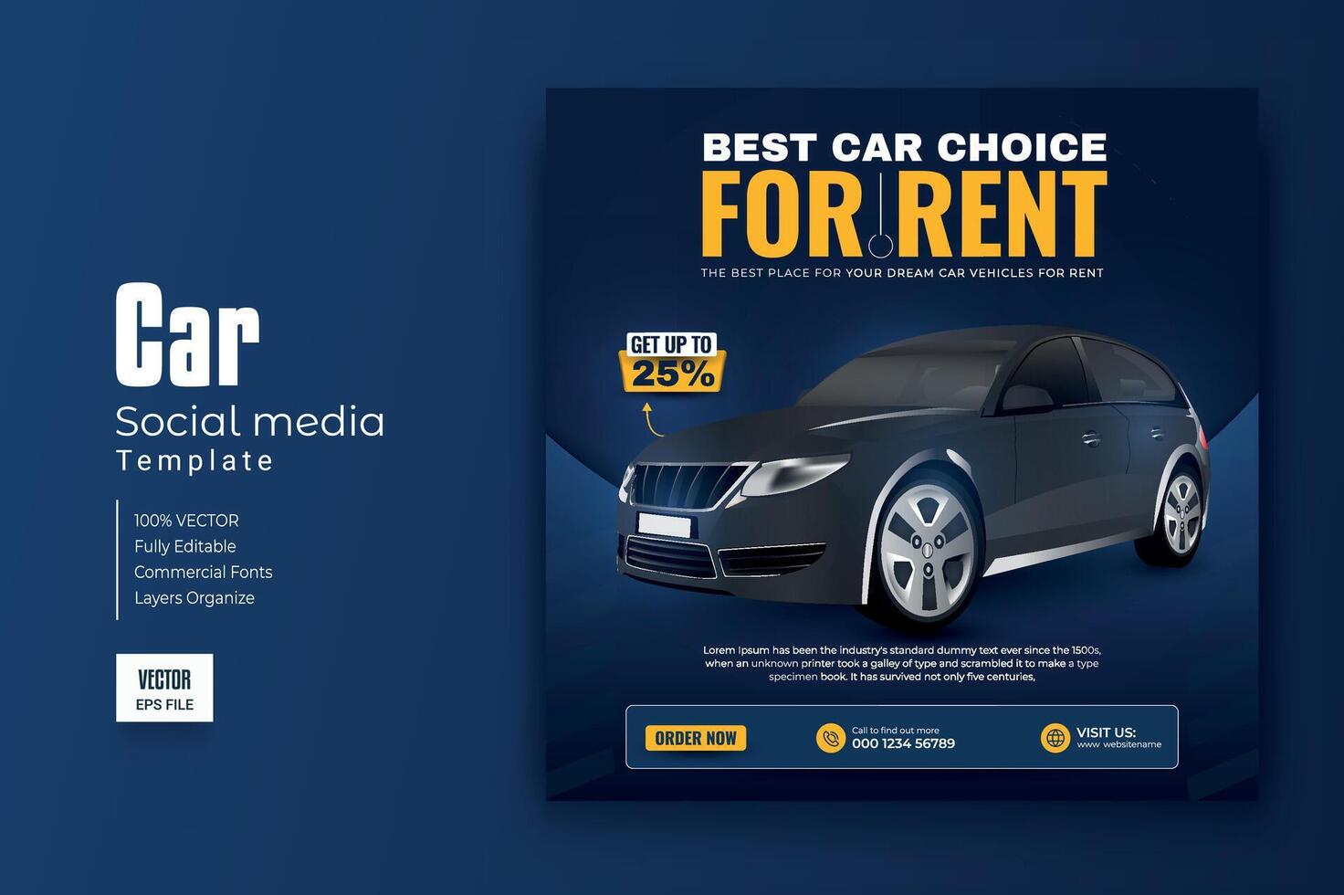 Car rental promotion social media post banner template vector