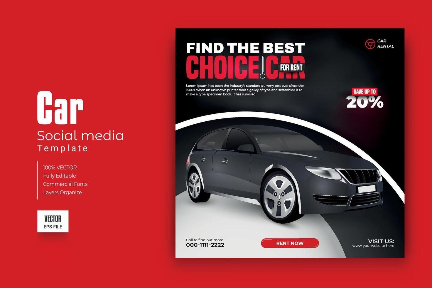 Car rental promotion social media post banner template vector