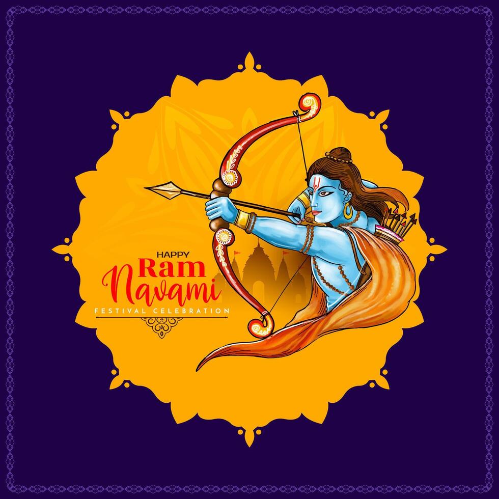 Happy Shree Ram Navami hindu cultural festival greeting background vector