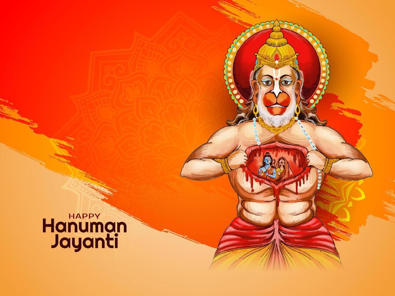 Happy Hanuman jayanti hindu festival background design vector