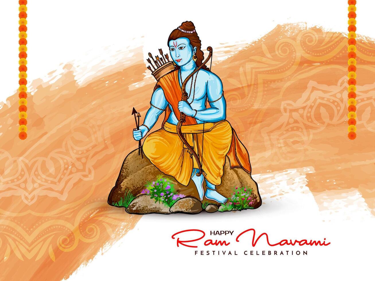 elegante contento shree RAM navami indio festival saludo tarjeta vector