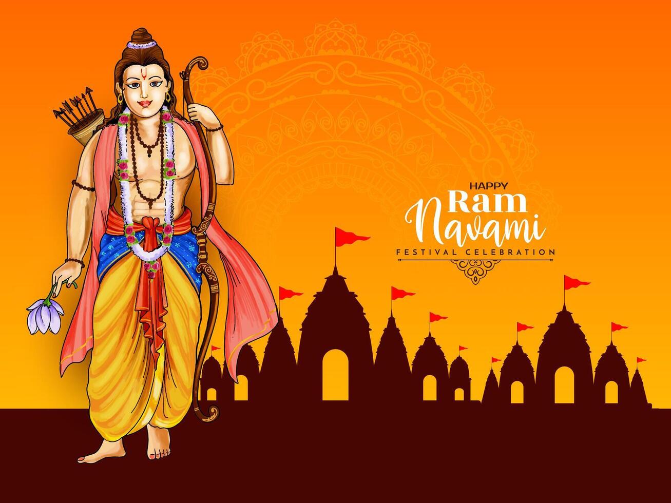 Traditional Indian Happy Shree Ram Navami festival background design vector