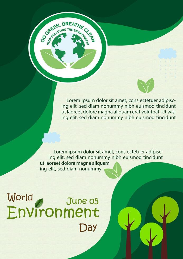 Design and concept poster campaign of world environment day with slogan wording, example texts in flat style and vector design.