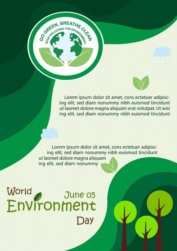 diseño y concepto póster Campaña de mundo ambiente día con eslogan fraseología, ejemplo textos en plano estilo y vector diseño.