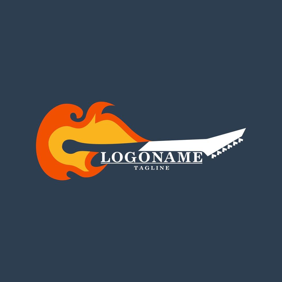 guitar flame logo design vector