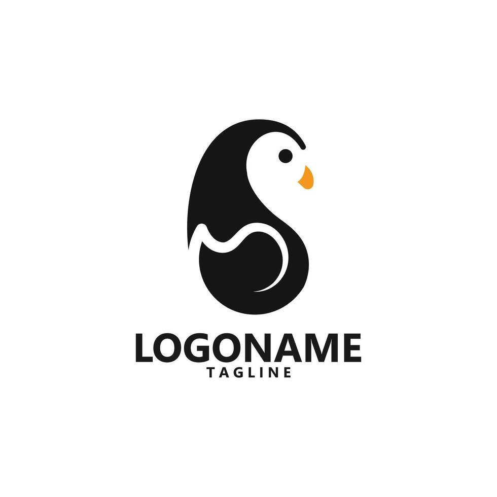 penguin duck isolated logo design vector