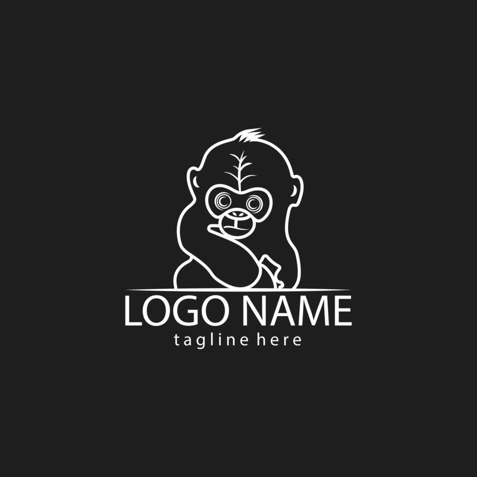 cute gorilla child line template logo design vector