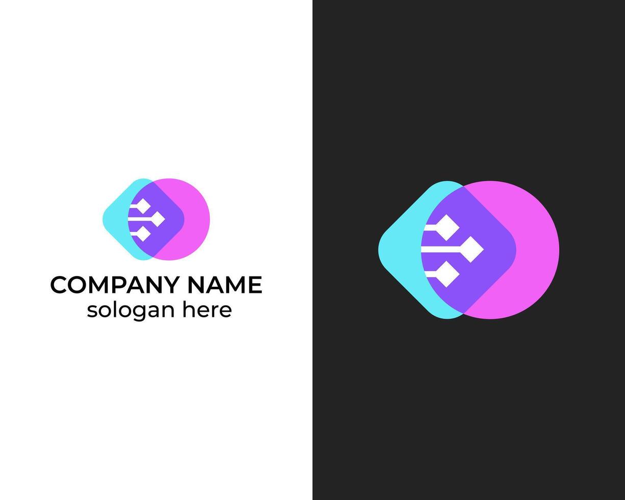 Modern technology logo design template with letter C vector