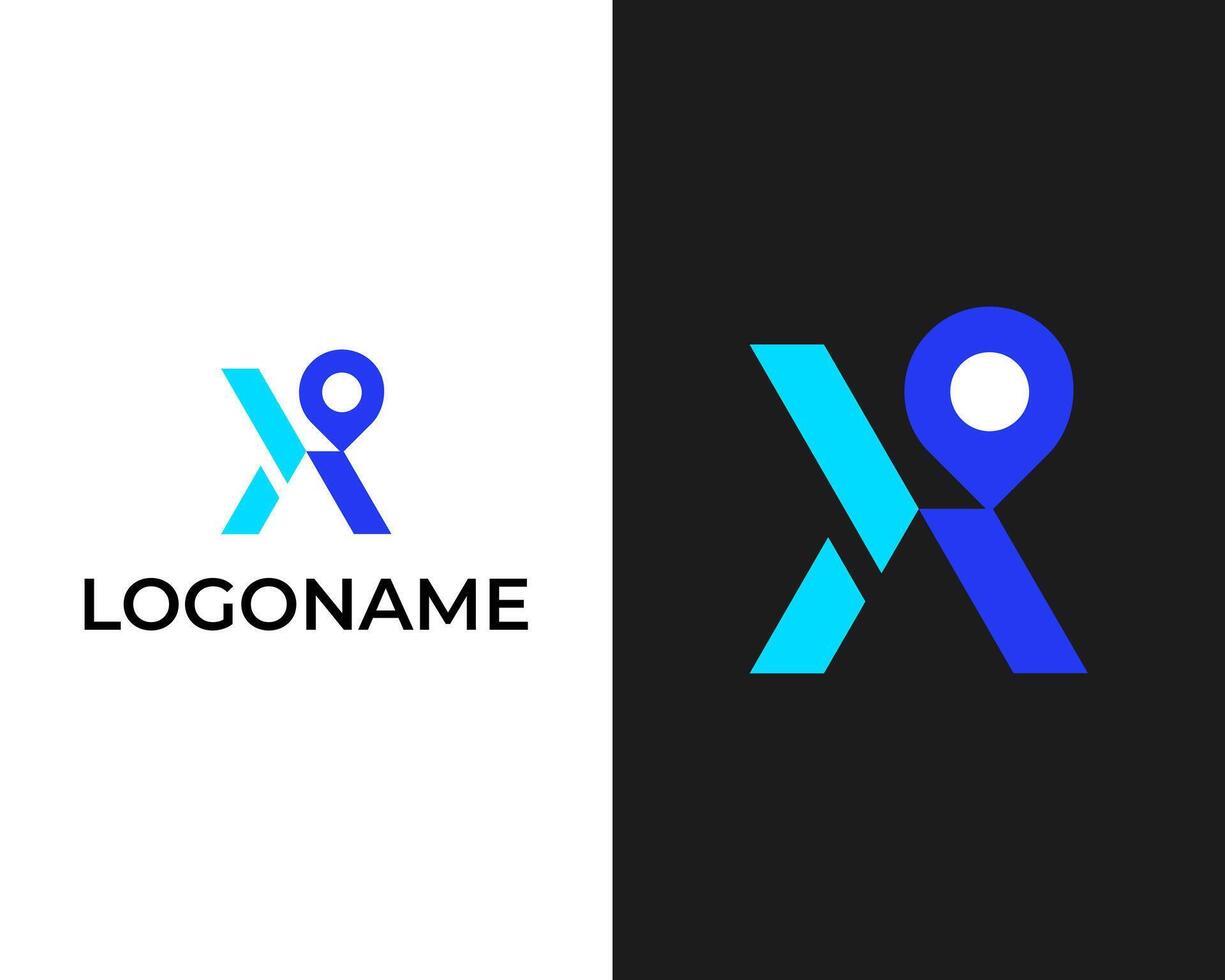 Modern Abstract X location logo design template vector