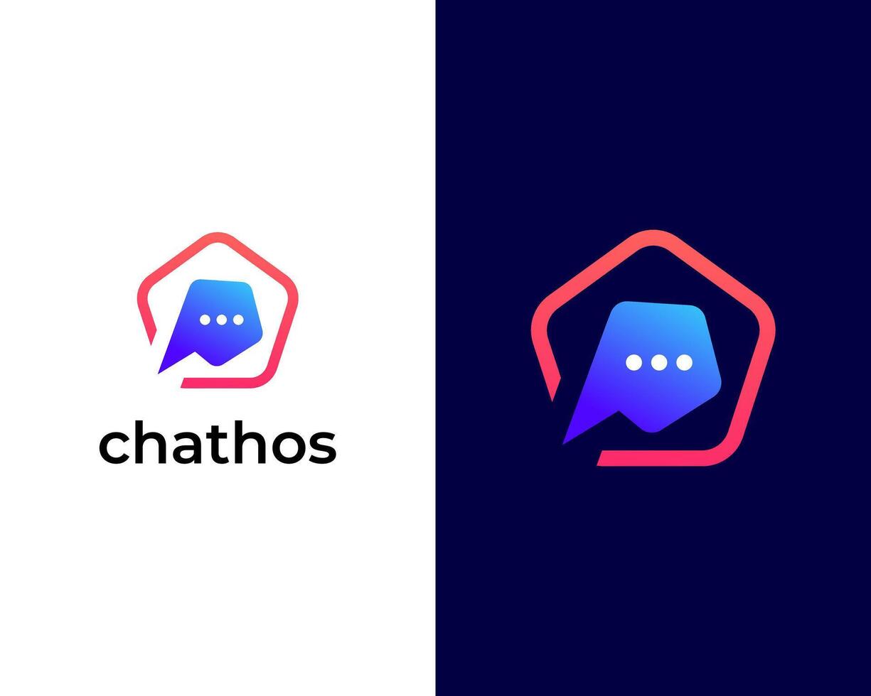 Modern home chat combination icon logo design vector