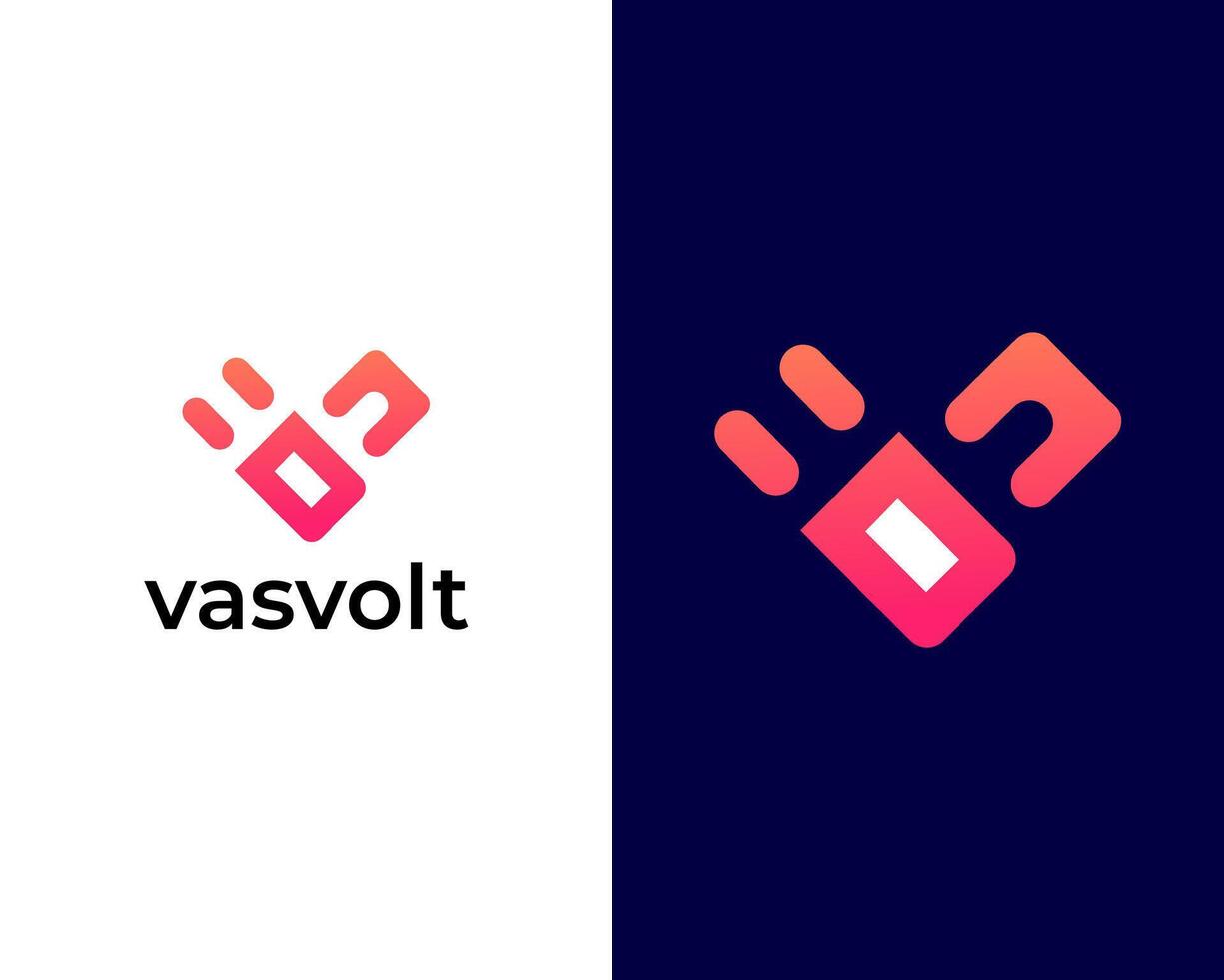 V volt and energy modern logo design template vector