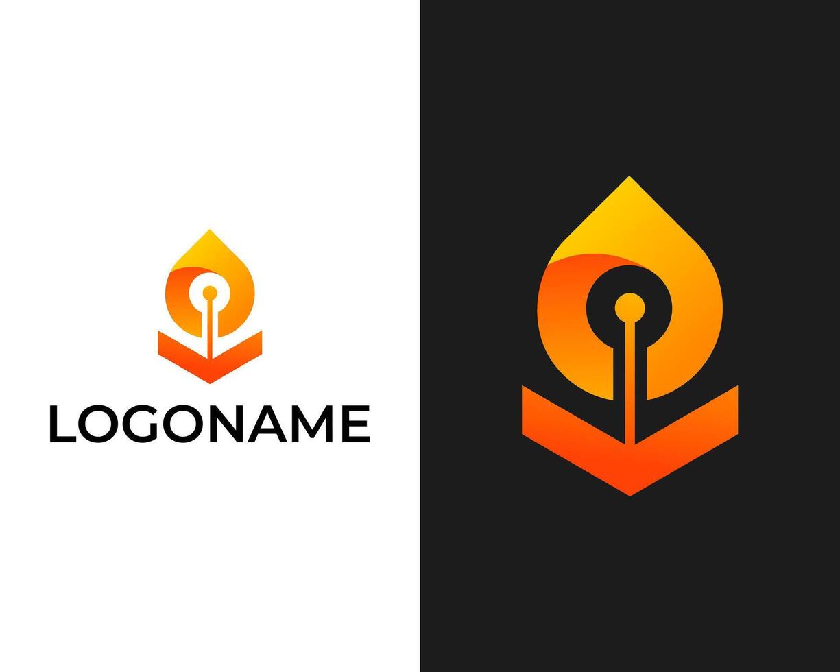 Modern fire technology logo design vector