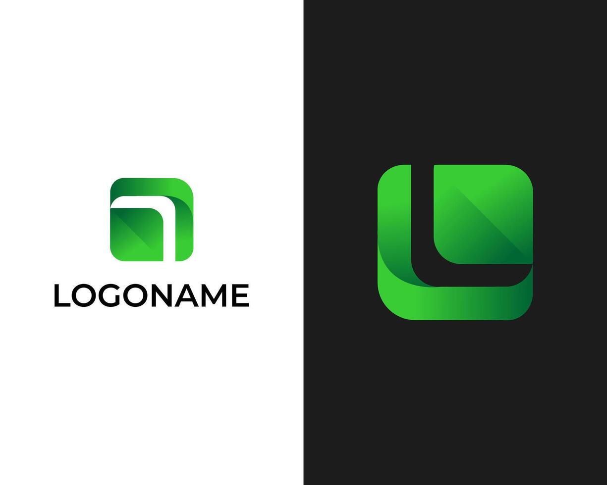 L leaf modern app logo design template vector design