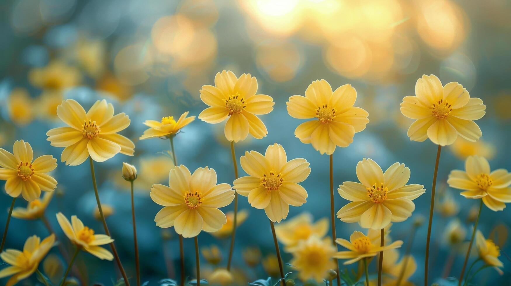 AI generated Cluster of Yellow Flowers in Field photo