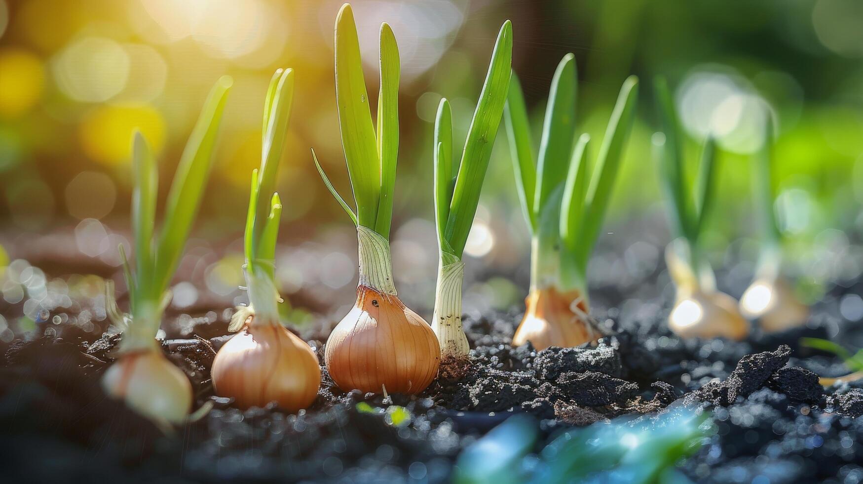 AI generated Close Up of Pink Onion Growing in Dirt photo