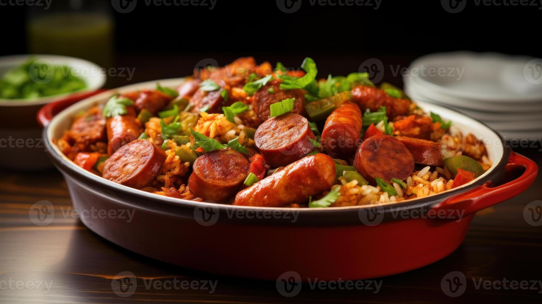 AI generated Greasy and flavorful jambalaya. Generative AI photo