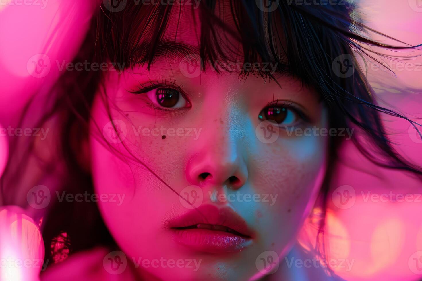 AI generated Fashionable Asian girl pink. Generate Ai photo