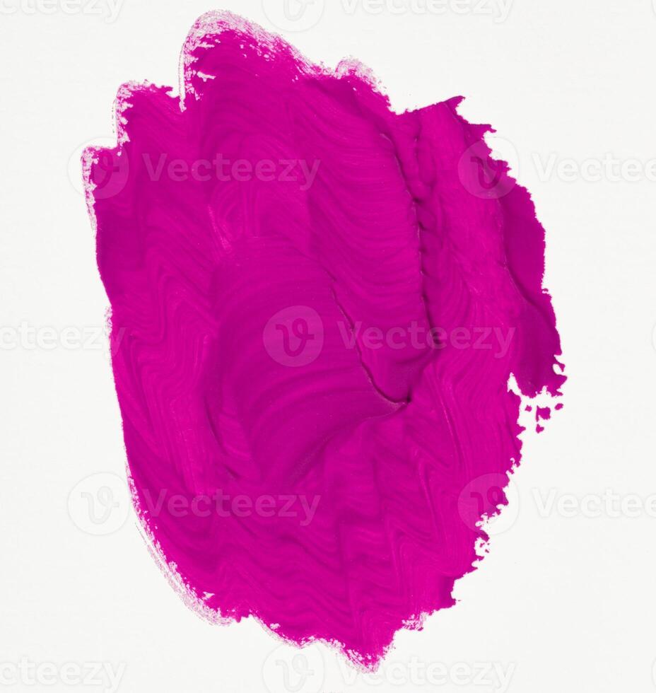 Watercolor brush stroke of pink paint, on a white isolated background photo