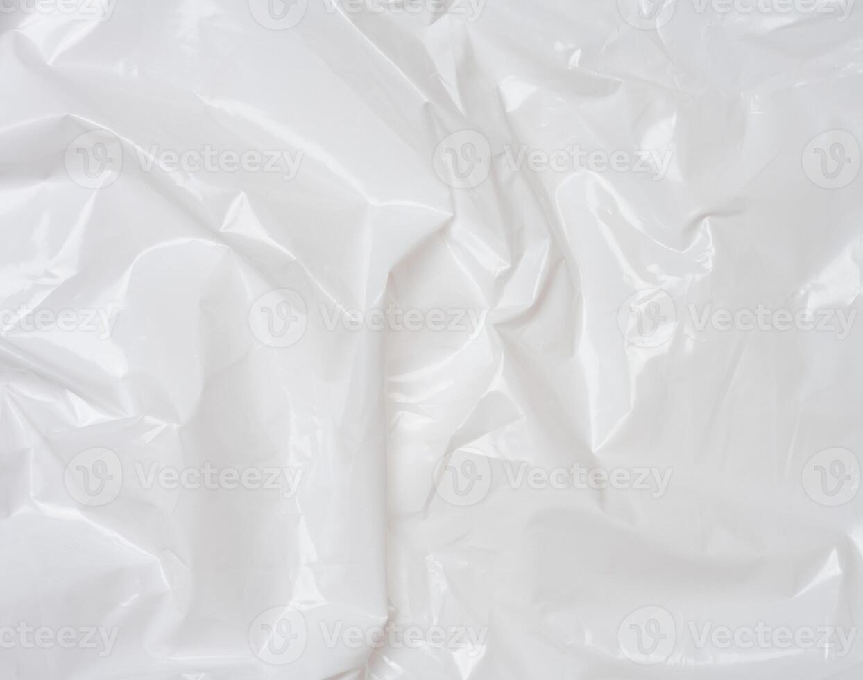 Texture of white crumpled cellophane, full frame photo