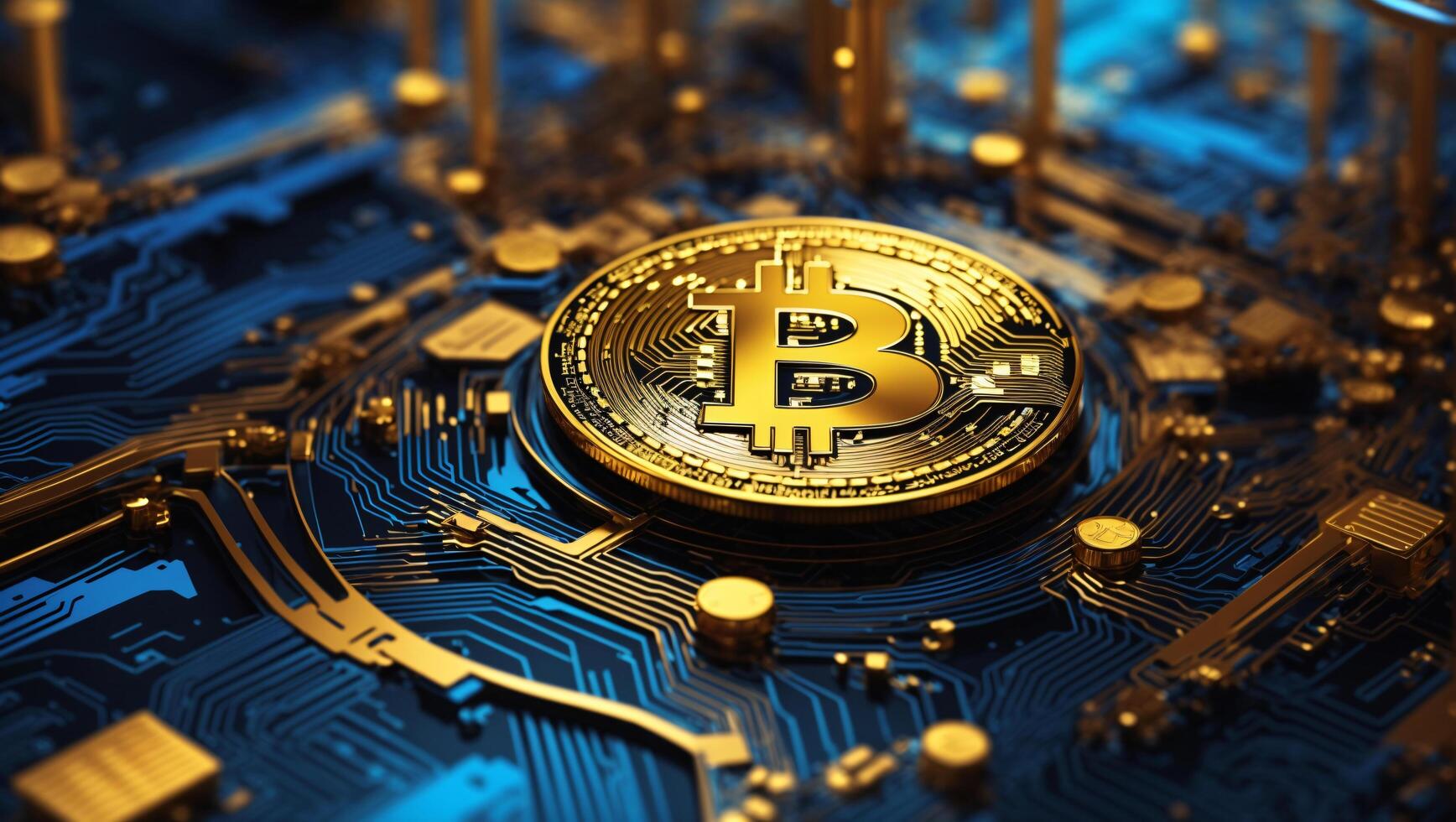 AI generated cryptocurrency Bitcoin digital money golden coin technology business concept Cryptocurrency bitcoin photo