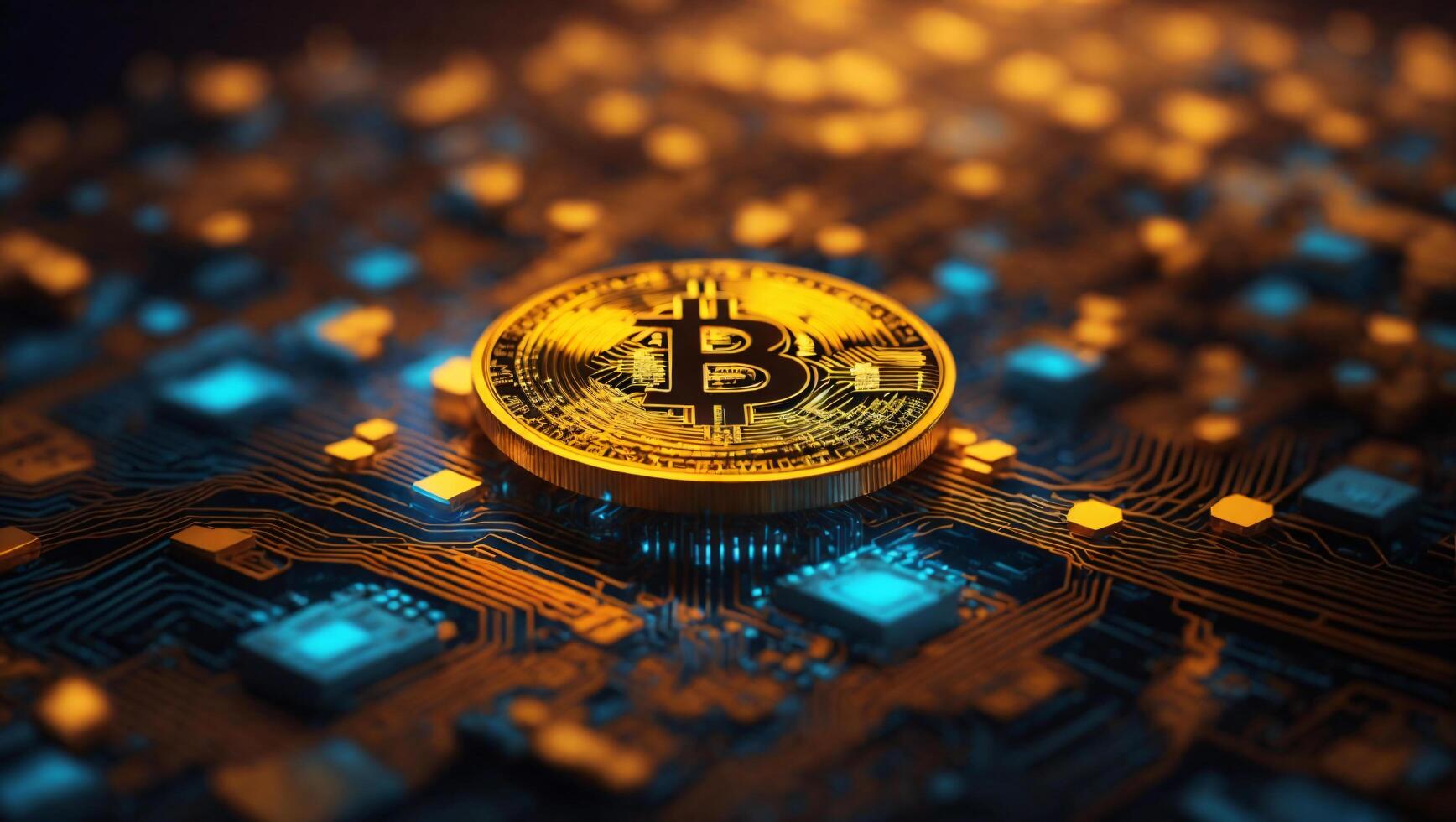AI generated cryptocurrency Bitcoin digital money golden coin technology business concept Cryptocurrency bitcoin photo