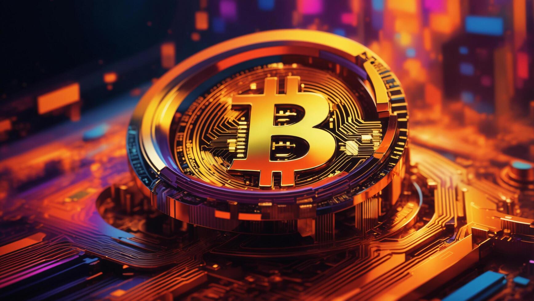 AI generated Bitcoin cryptocurrency digital money golden coin technology and business concept photo