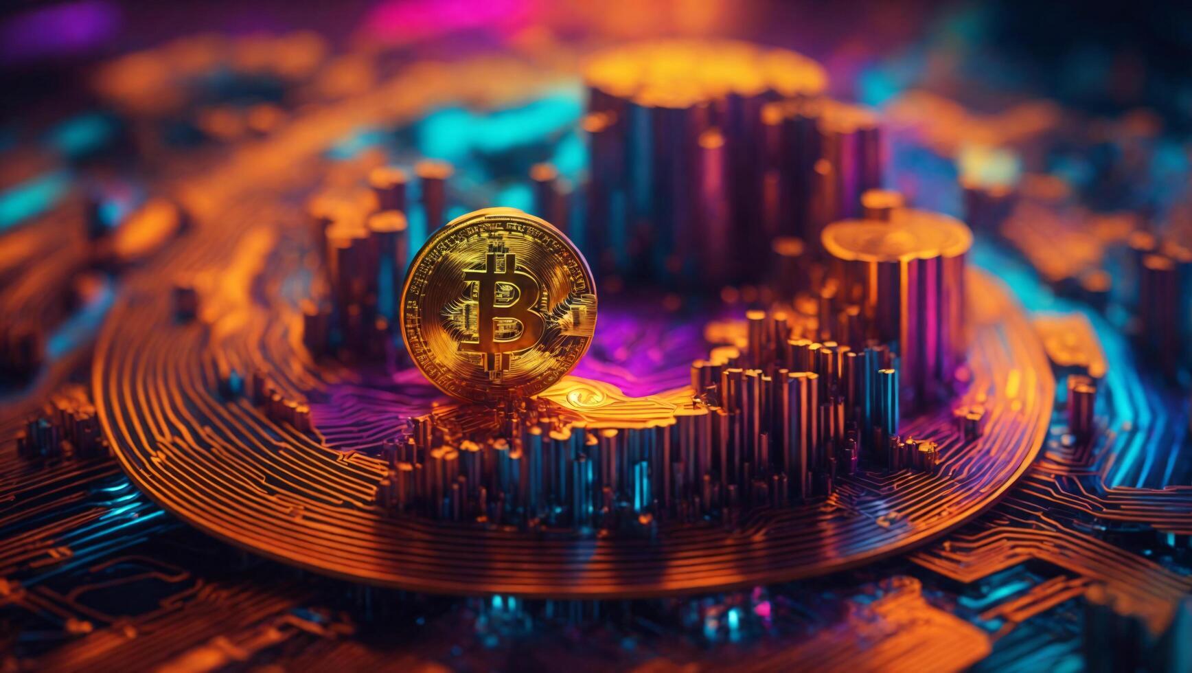 AI generated Bitcoin cryptocurrency digital money golden coin technology and business concept photo