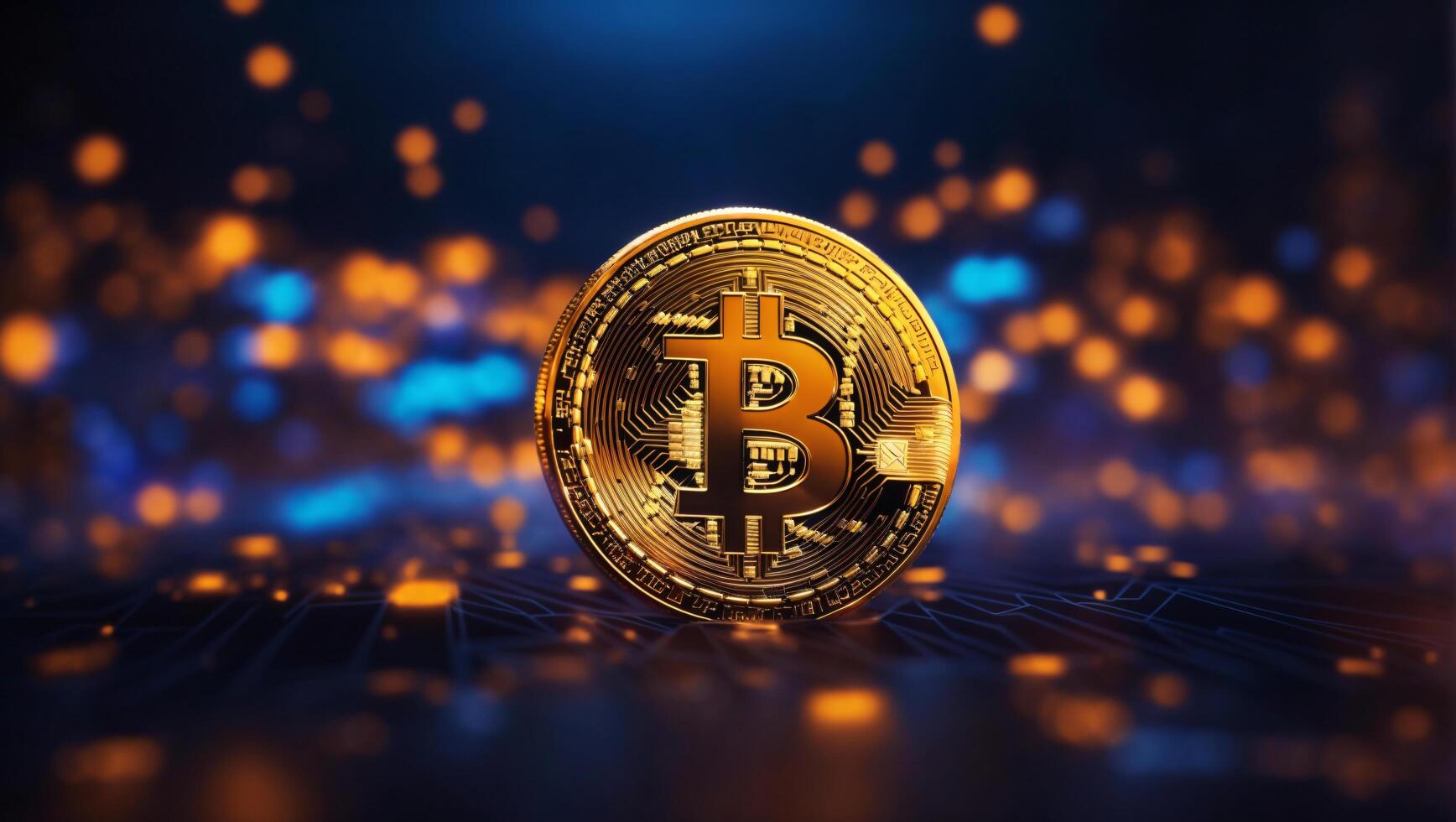 AI generated Bitcoin cryptocurrency digital money golden coin technology and business concept photo