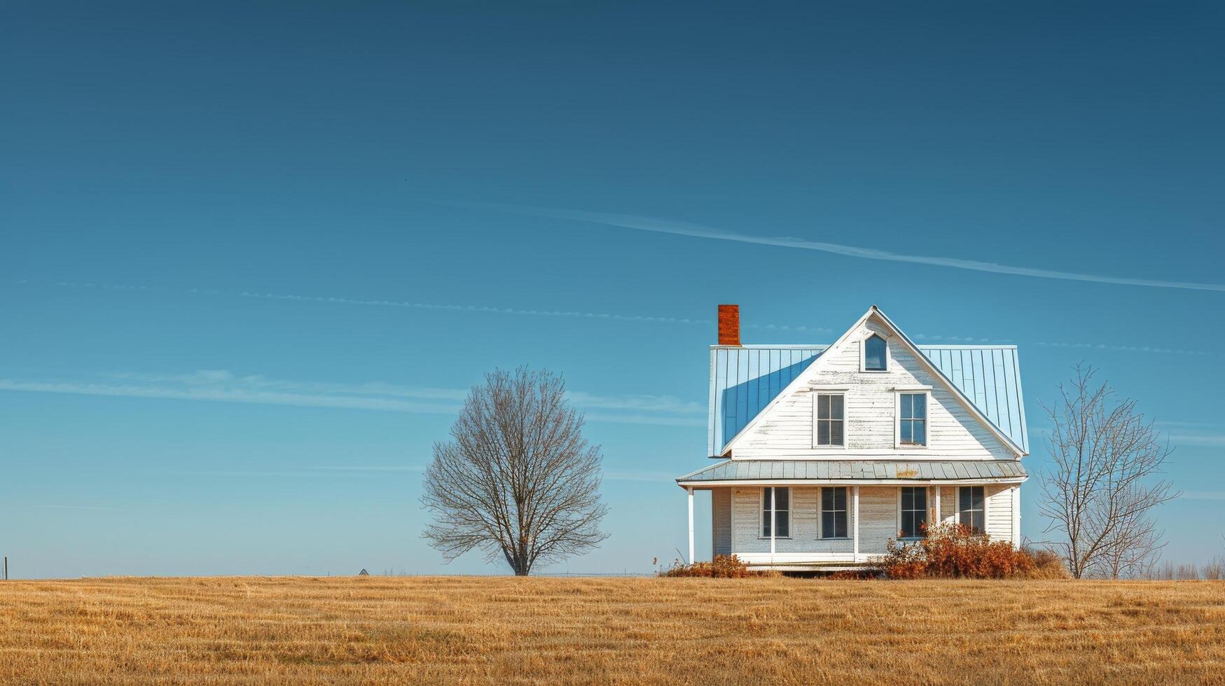 AI generated Small White House on Top of Hill photo